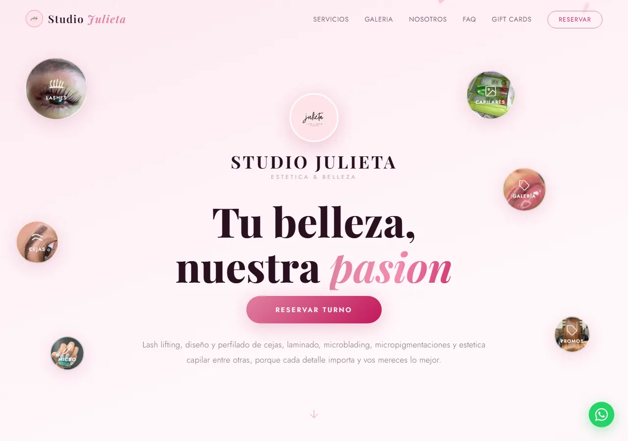 Studio Julieta — Estética · Sitio web | caso de diseño web WebsLatam
